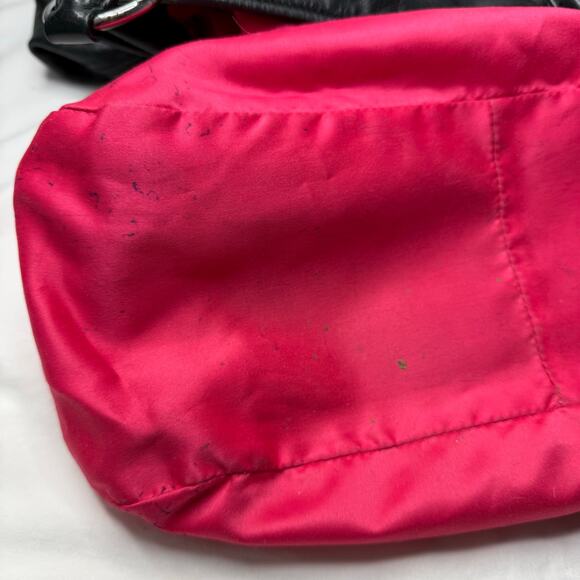 Miu Miu Designer Black Glaze Nappa Leather Silver Tone Satin Hobo Shopper Tote - Picture 12 of 13